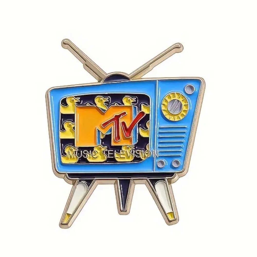 MTV Retro TV Enamel Metal Pin, MTV launched on August 1, 1981